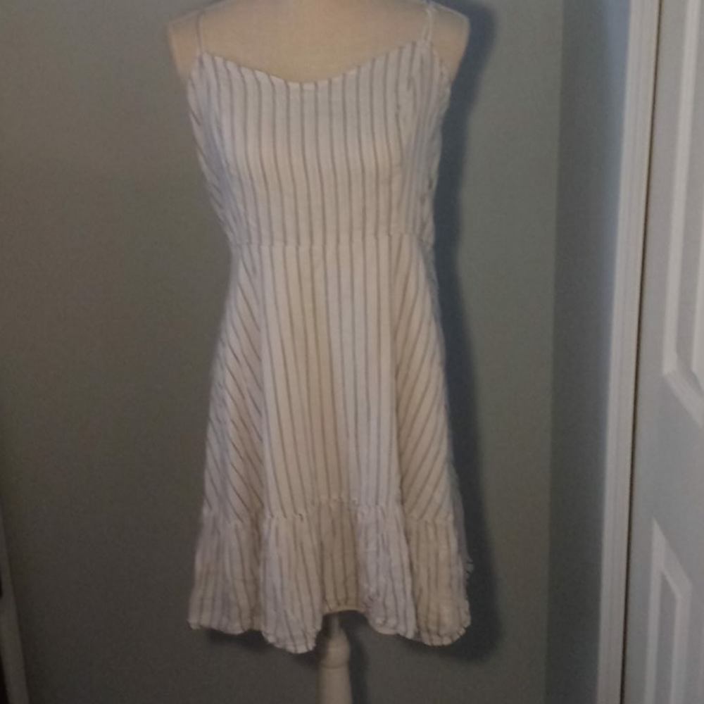 Spaghetti strap dress with blue stripes